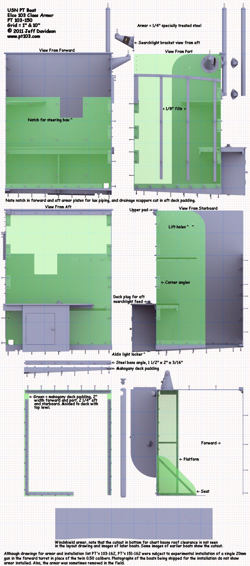 Elco PT Boat 103 Class Armor Dimensions