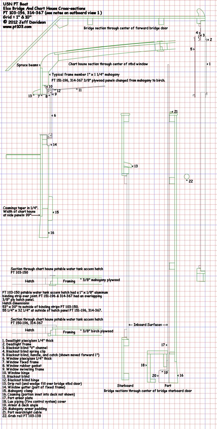 Elco PT Boat 103 Class Bridge And Chart House Dimensions