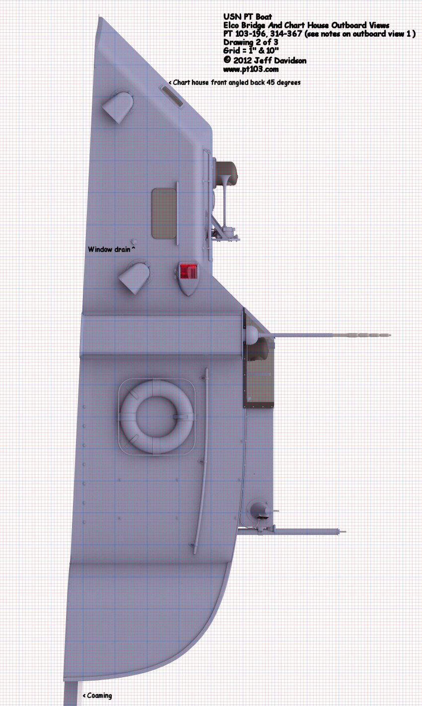 Elco PT Boat 103 Class Bridge And Chart House Dimensions