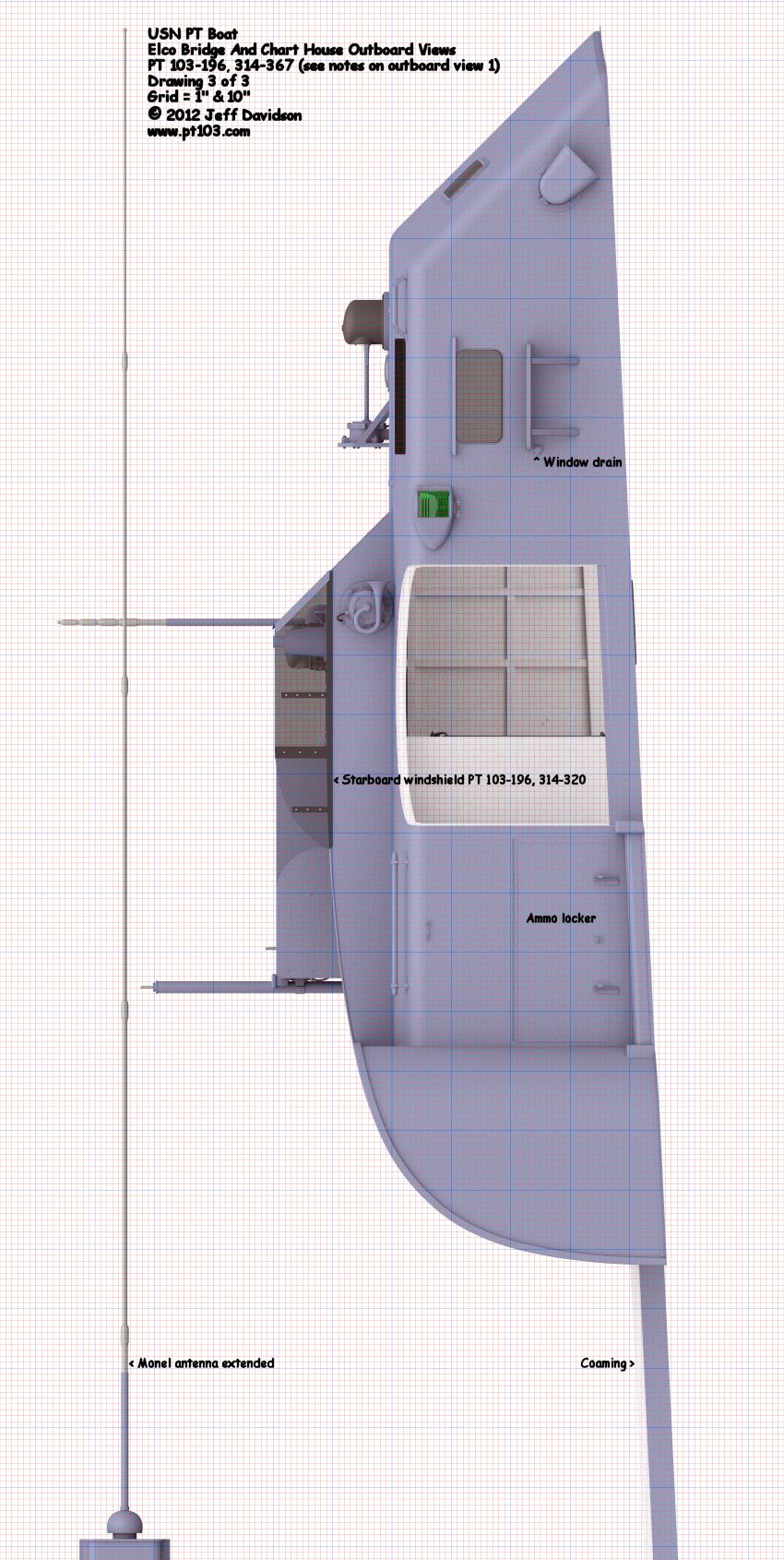 Elco PT Boat 103 Class Bridge And Chart House Dimensions