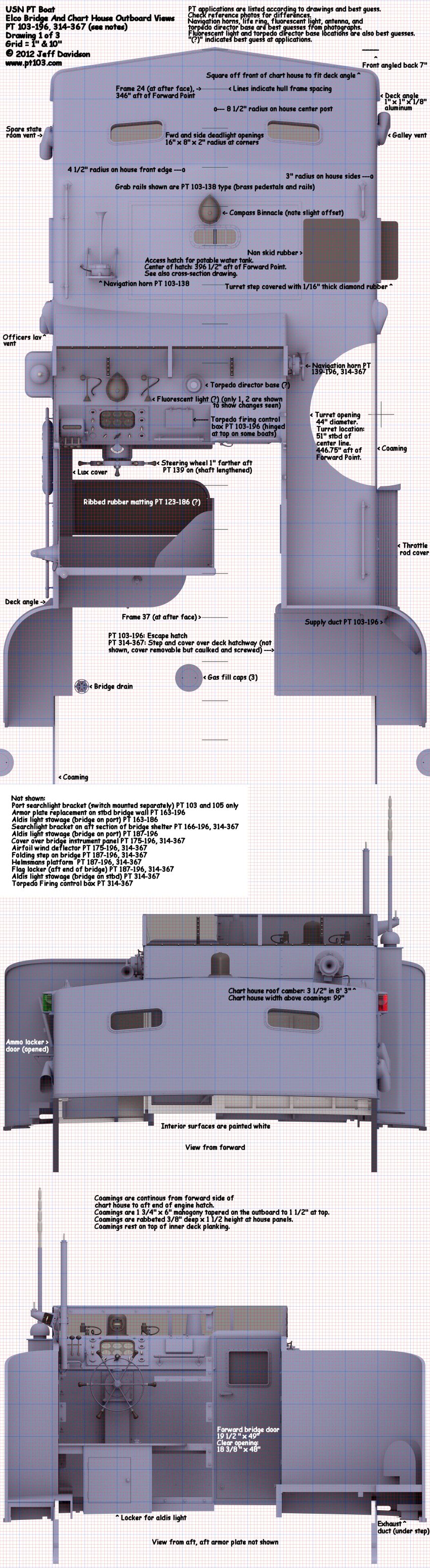 Elco PT Boat 103 Class Bridge And Chart House Dimensions