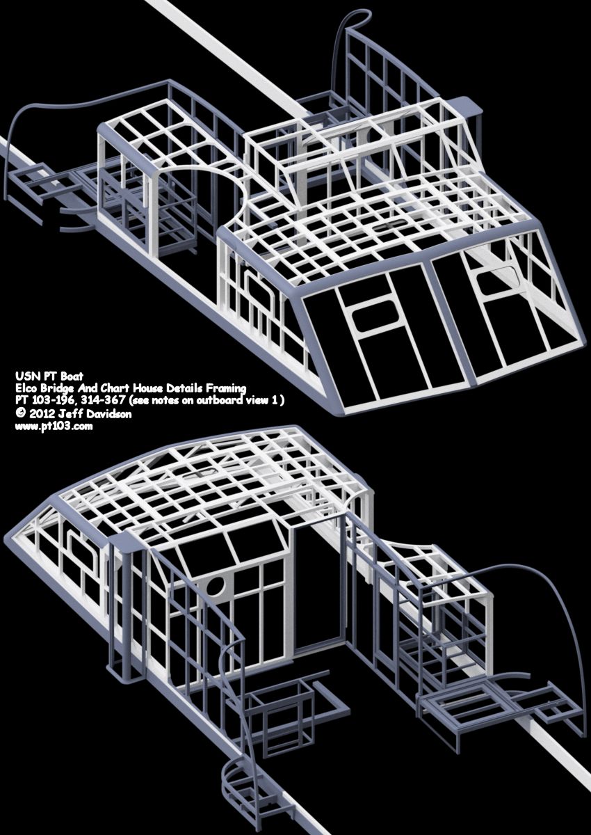 Elco PT Boat 103 Class Bridge And Chart House Details Framing