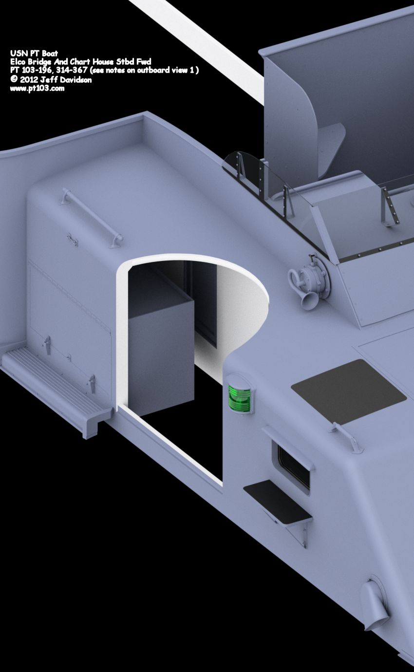 Elco PT Boat 103 Class Bridge And Chart House Perspective