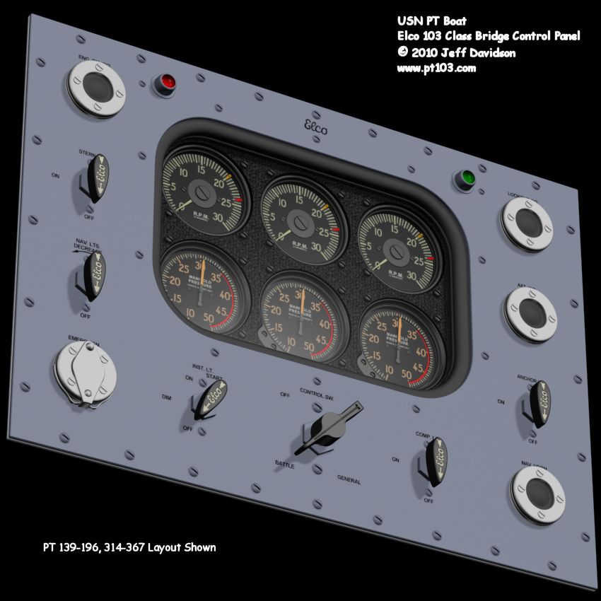 Elco PT Boat 103 Class Bridge Control Panel