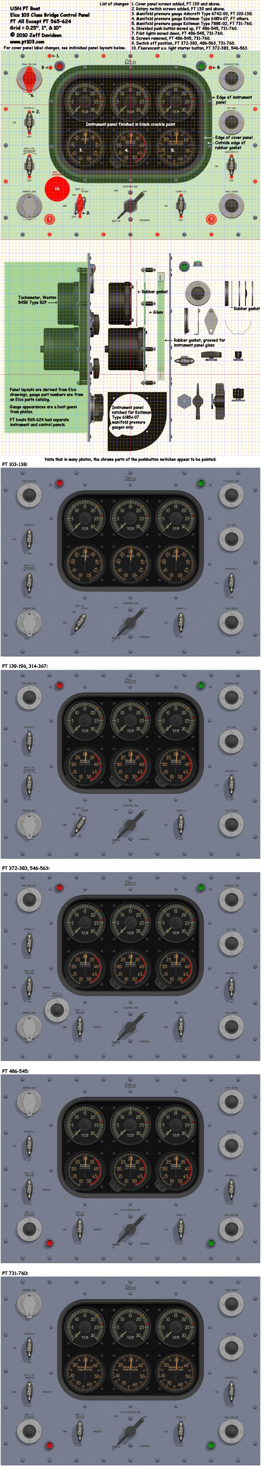 Elco PT Boat 103 Class Bridge Control Panel Dimensions