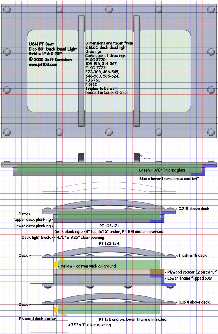 PT Boat Elco 103 Class Deck Dead Light Gridded