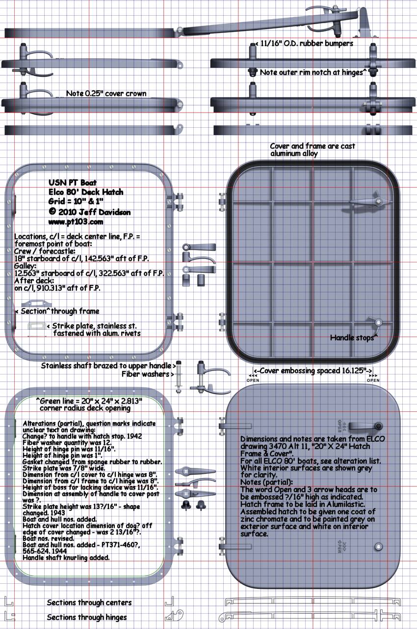 Elco PT Boat 103 Class Deck Hatch Dimensions