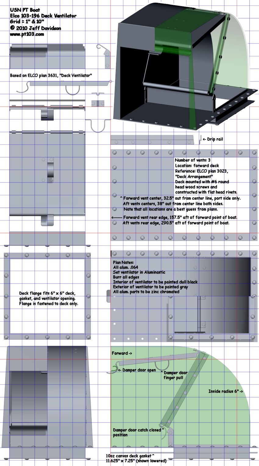 PT Boat Elco 103 Class Deck Vent Gridded