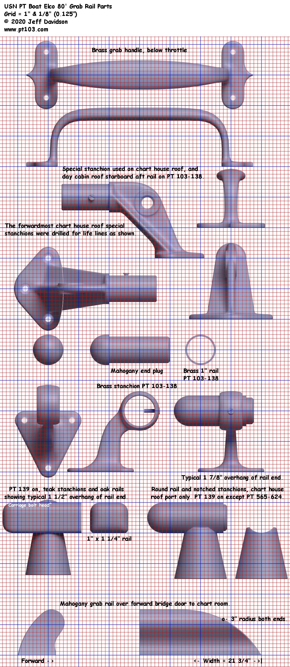 Elco PT Boat 103 Class Grab Rail Parts