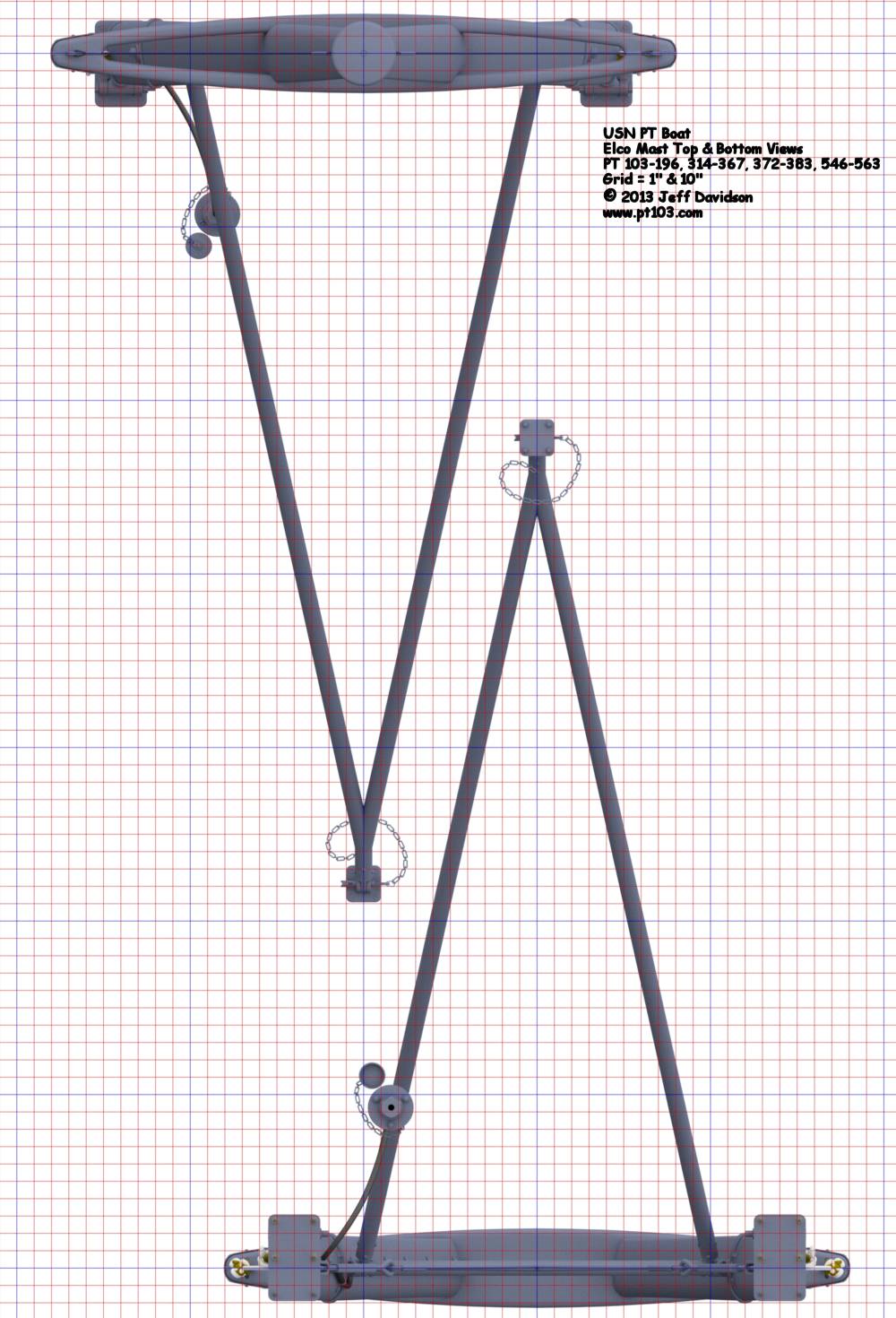 Elco PT Boat 103 Class Mast Dimensions