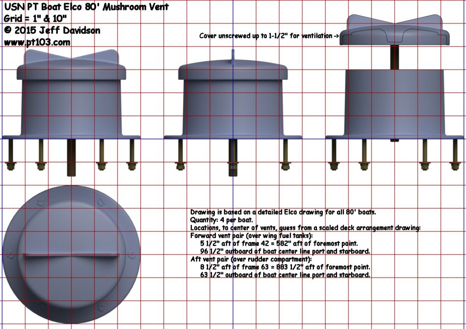 Elco PT Boat 103 Class Mushroom Vent Dimensions