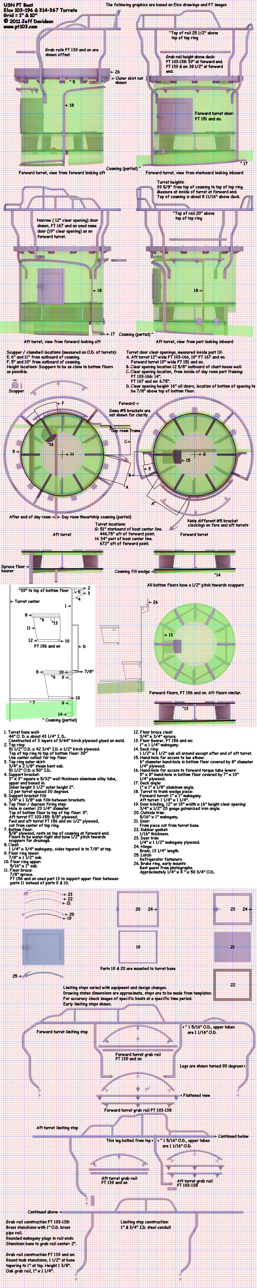 Elco PT Boat 103 Class Turret Dimensions